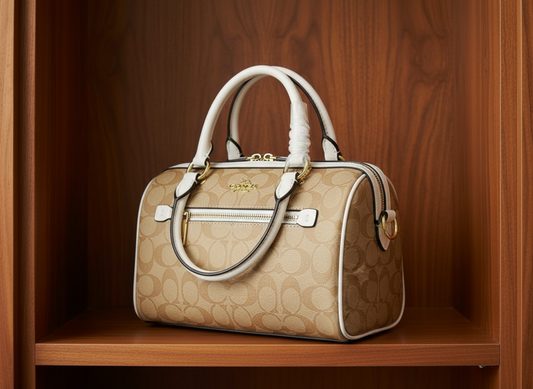 Sac Coach beige/blanc vue face