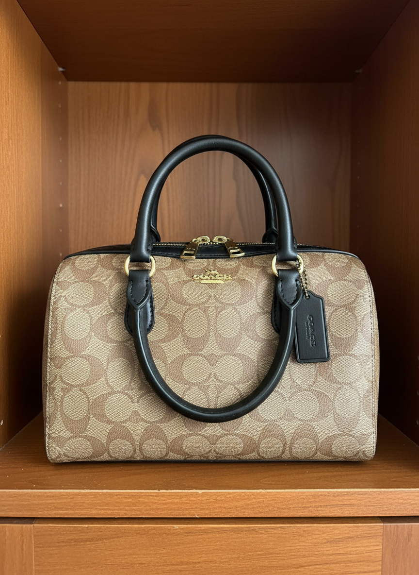 Sac Coach beige/noir vue dessus