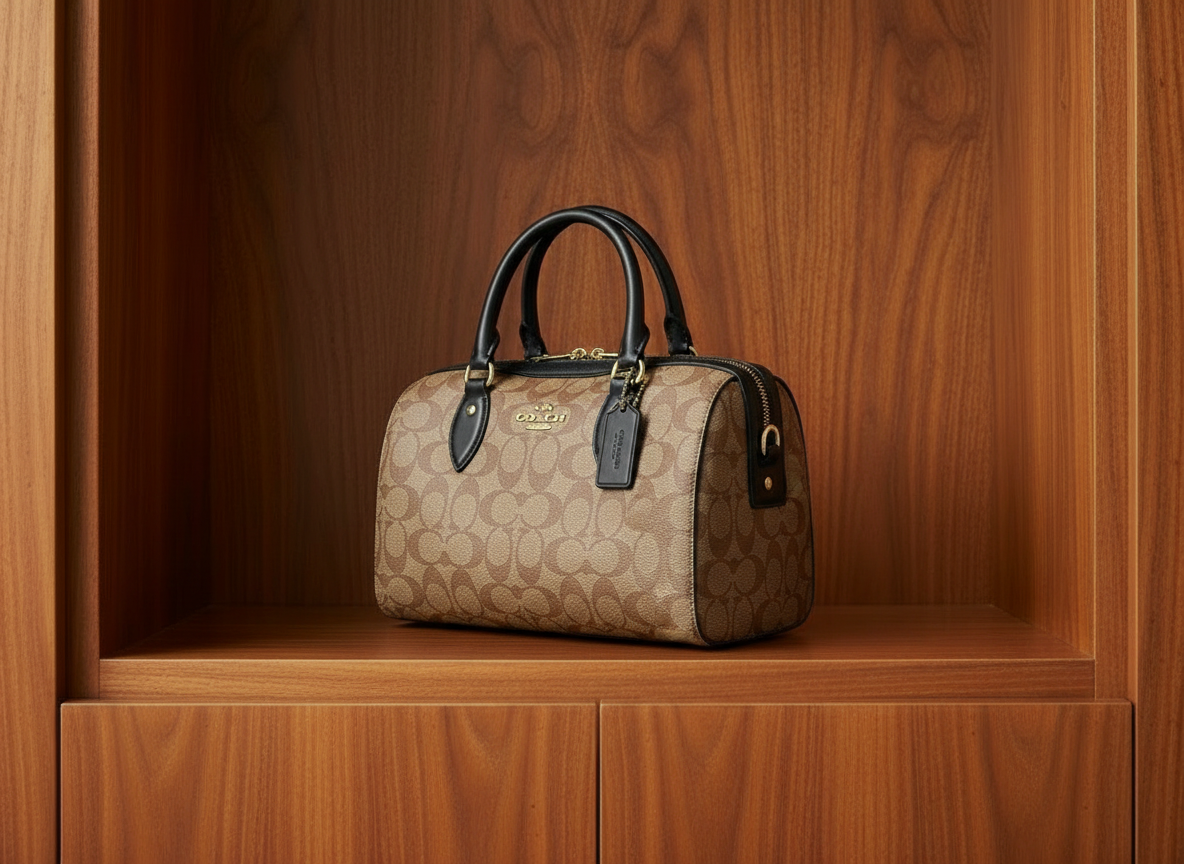 Sac Coach beige/noir vue face